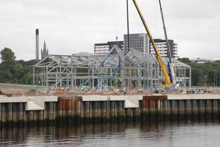 Construction of the steel frame commences