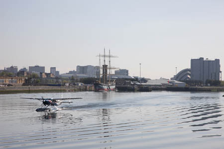 The Seaplane lands at Pacific Quay