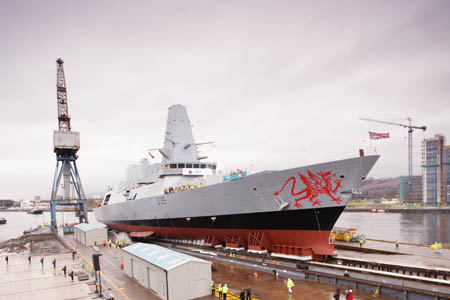 HMS Dragon is launched from Govan
