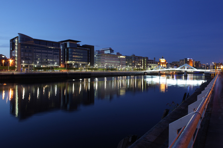 Looking across the River Clyde towards the IFSD at night