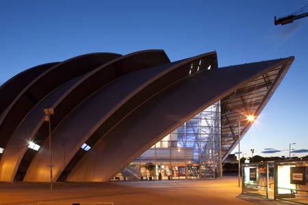 The Clyde Auditorium, also known as the 'Armadillo'